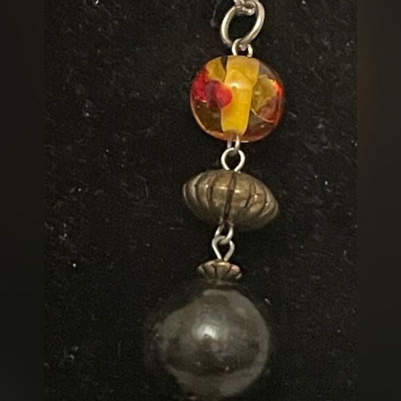 25” Bohemian wood, mixed ceramic, large nugget, beaded necklace w/3” extender - Picture 4 of 13